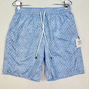 Fedeli Positano Blue Sailboats Geometric Swim Trunks Shorts Small Lined $195 NWT